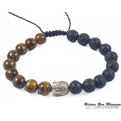 Bracelet oeil de tigre et perle bouddha - Bijou zen Réunion
