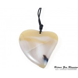 Collier avec pendentif coeur en agate - Bijoux zen Réunion