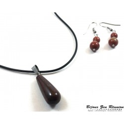 Ensemble collier et boucles d'oreilles en jaspe rouge - Bijoux zen Réunion