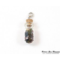 Pendentif bouteille et tourmaline multicolore - Bijoux zen Réunion